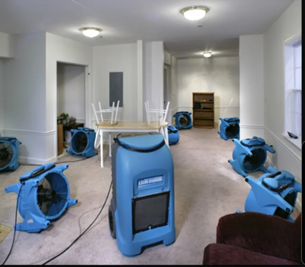 Air movers and dehumidifier setup for Water Extraction & Removal in Schodack